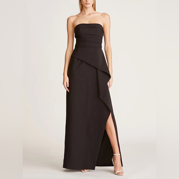Halston Heritage Black Strapless Maxi Dress - Picture 1 of 14